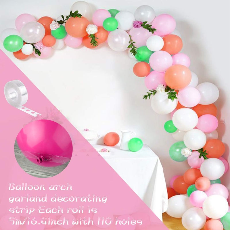 FEPITO 124Pcs Tropical Balloons Garland Kit - Pink Green Balloon Arch With Palm Leaves, Tape Strip, Dot Glue and Tying Tool for Party Decor, Birthday Supplies - Image 3